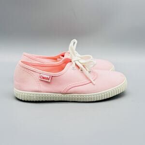 Cienta Shoes Kids Girls 12 Pink Canvas Lace Up Low Top Sneakers Classic Casual